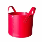 Portalegna cilindrico in cuoio rigenerato con ruote Tonda Firestyle Viadurini