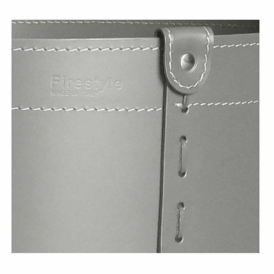 Portalegna cilindrico in cuoio rigenerato con ruote Tonda Firestyle Viadurini