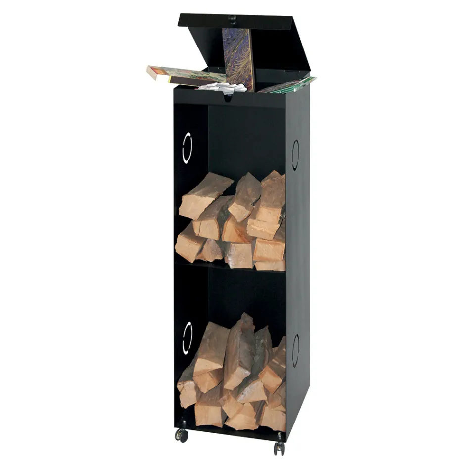 Portalegna con 2 Vani Contenitori e Ripiano Superiore Made in Italy - Colibri Viadurini