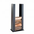 Portalegna da Terra/Muro in Acciaio Nero a Colonna di Design Moderno - Grecale
