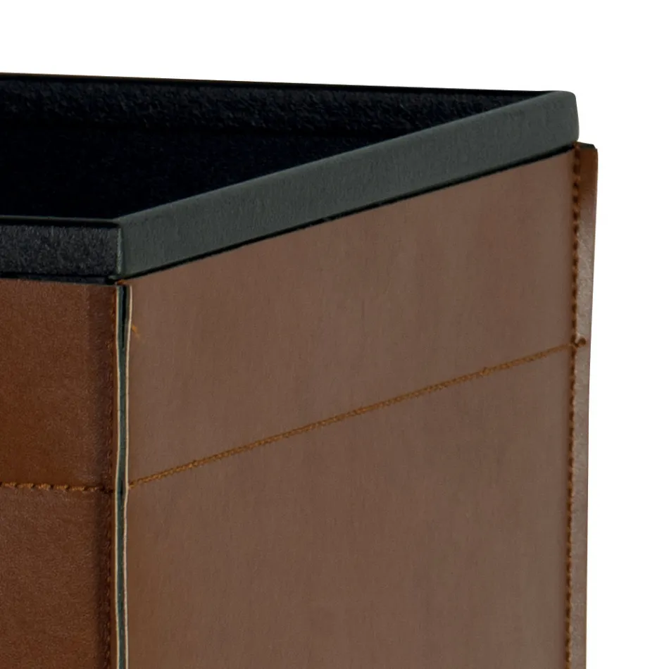 Portalegna di 2 Misure in Ecopelle Marrone Made in Italy - Formica Viadurini