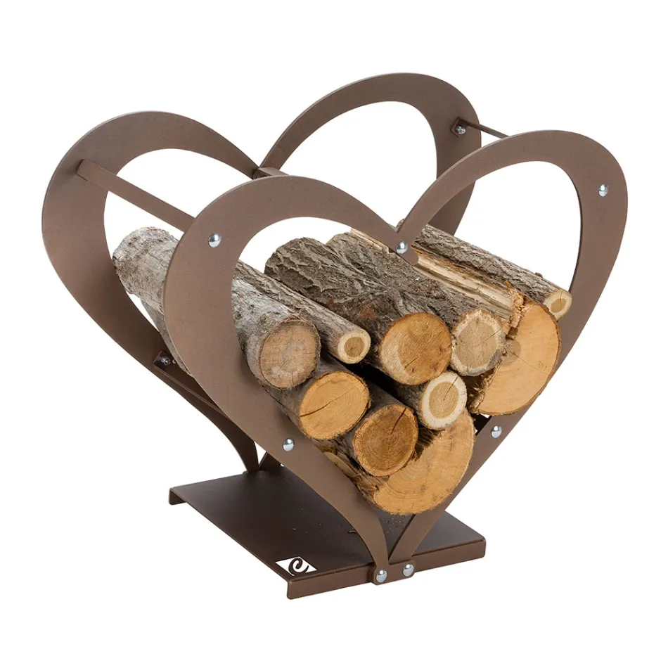 Portalegna di Design da Interno in Acciaio Marrone Made in Italy - Affetto Viadurini
