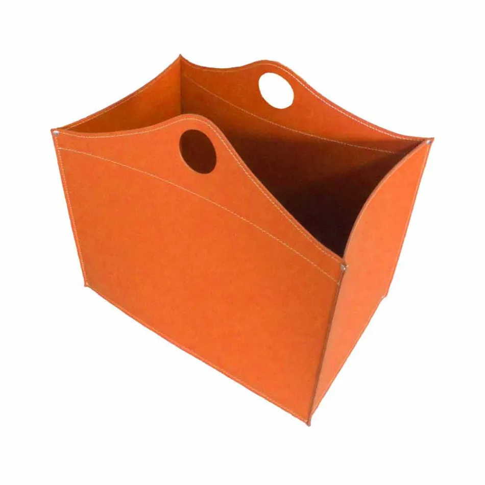Portalegna in cuoio rigenerato con ruote WoodBag made in Italy Viadurini
