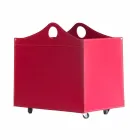 Portalegna in cuoio rigenerato con ruote WoodBag made in Italy Viadurini