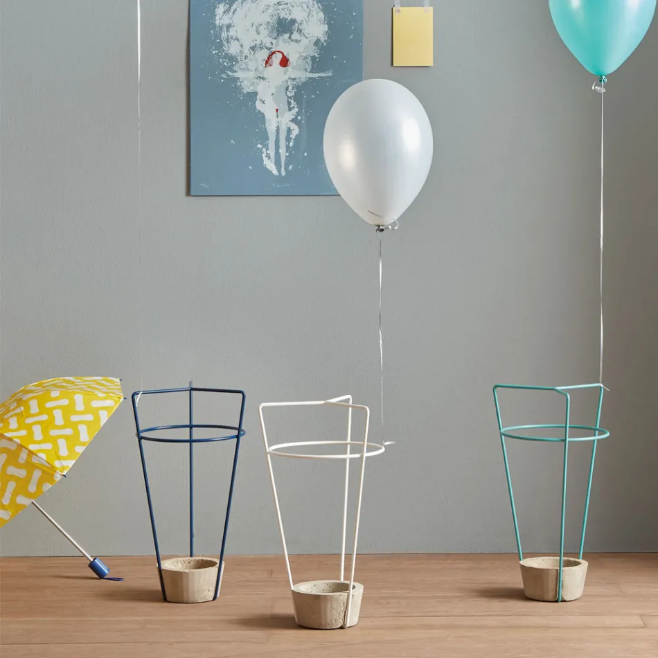 Portaombrelli in Metallo Colorato e Cemento di Design Moderno Italiano - Rachid Viadurini