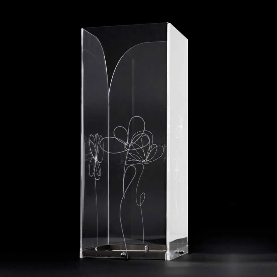 Portaombrelli Plastica Trasparente con Foglie Stilizzate Incise - Florino Viadurini