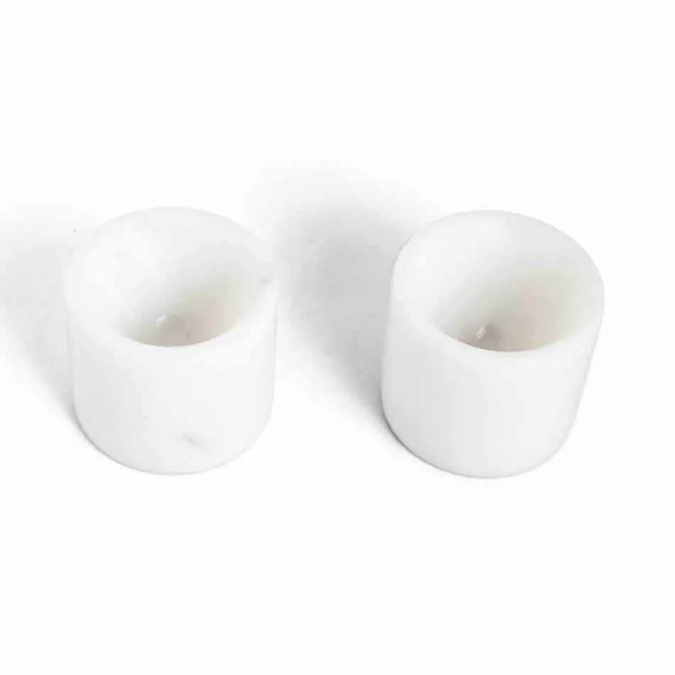 Portauovo di Design in Marmo Bianco di Carrara Made in Italy, 2 Pezzi - Picca Viadurini