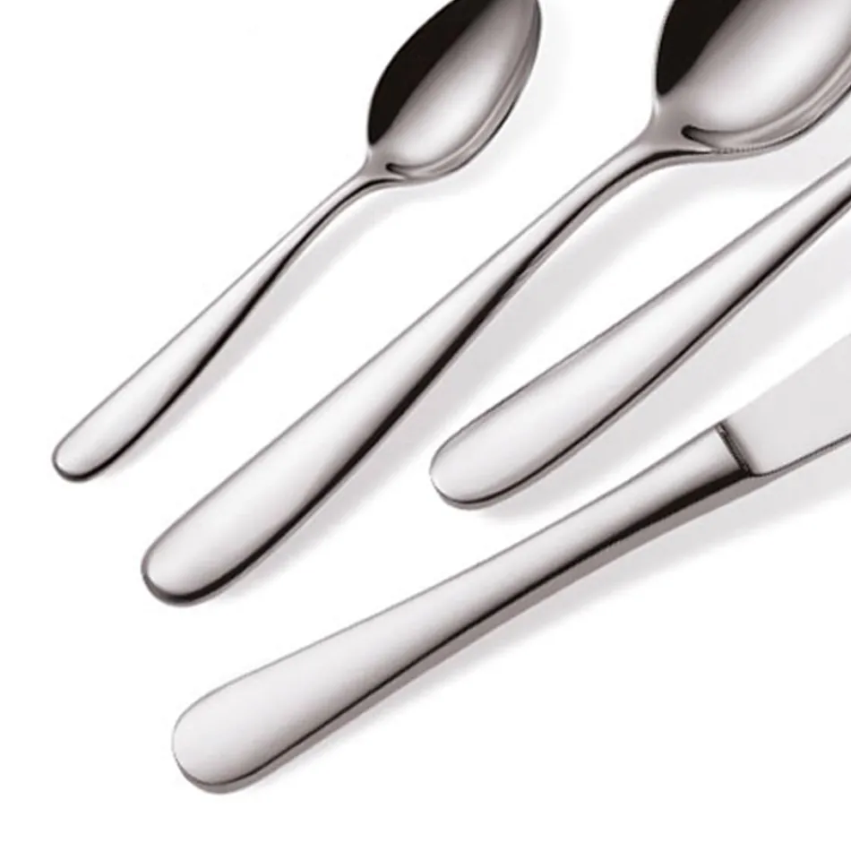 Posate in Acciaio Inox Lucido Design Moderno Essenziale 24 Pezzi - Mekano Viadurini