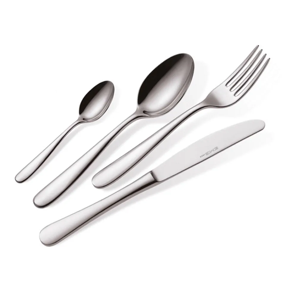 Posate in Acciaio Inox Lucido Design Moderno Essenziale 24 Pezzi - Mekano Viadurini