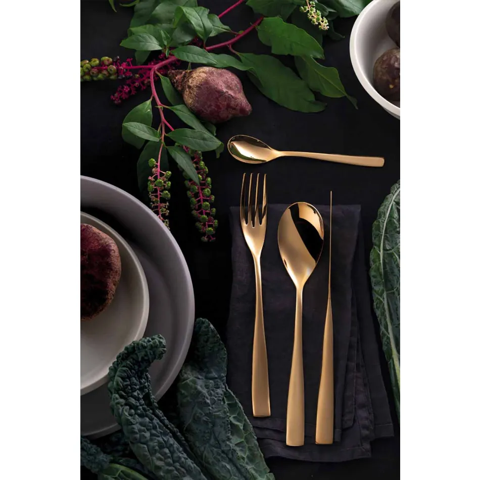 Posate in Acciaio Lucido Sabbiato o Colorato Design di Lusso 24 Pezzi - Timidy Viadurini