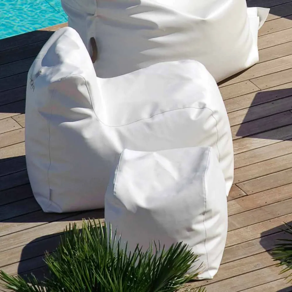 Pouf Cloud Trona di design in ecopelle nautica bianca made in Italy Viadurini