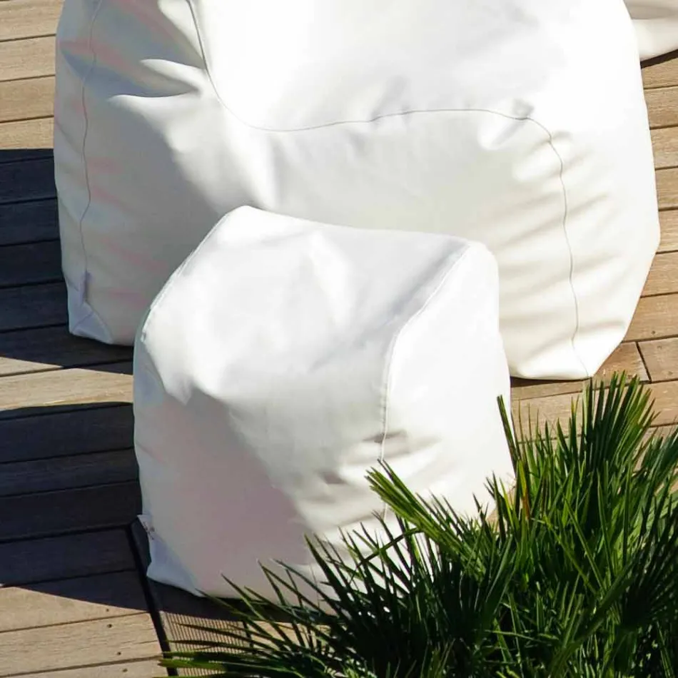 Pouf Cloud Trona di design in ecopelle nautica bianca made in Italy Viadurini
