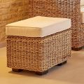 Pouf da Giardino in Abaca Naturale con Cuscino – Raziel