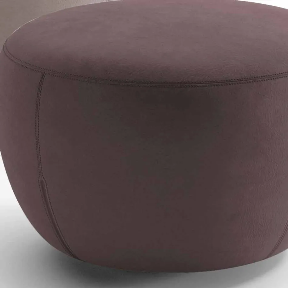 Pouf Poggiapiedi Rotondo Rivestito in Tessuto Realizzato in Italia - Gigno Viadurini