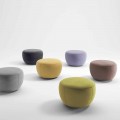 Pouf Poggiapiedi Rotondo Rivestito in Tessuto Realizzato in Italia - Gigno