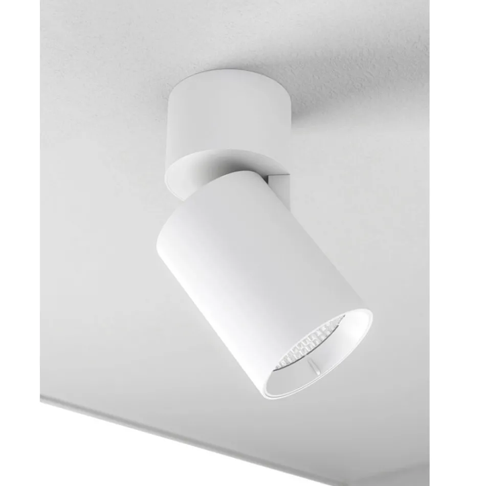 Proiettore Plafoniera Led Orientabile in Alluminio Bianco o Nero - Point Viadurini