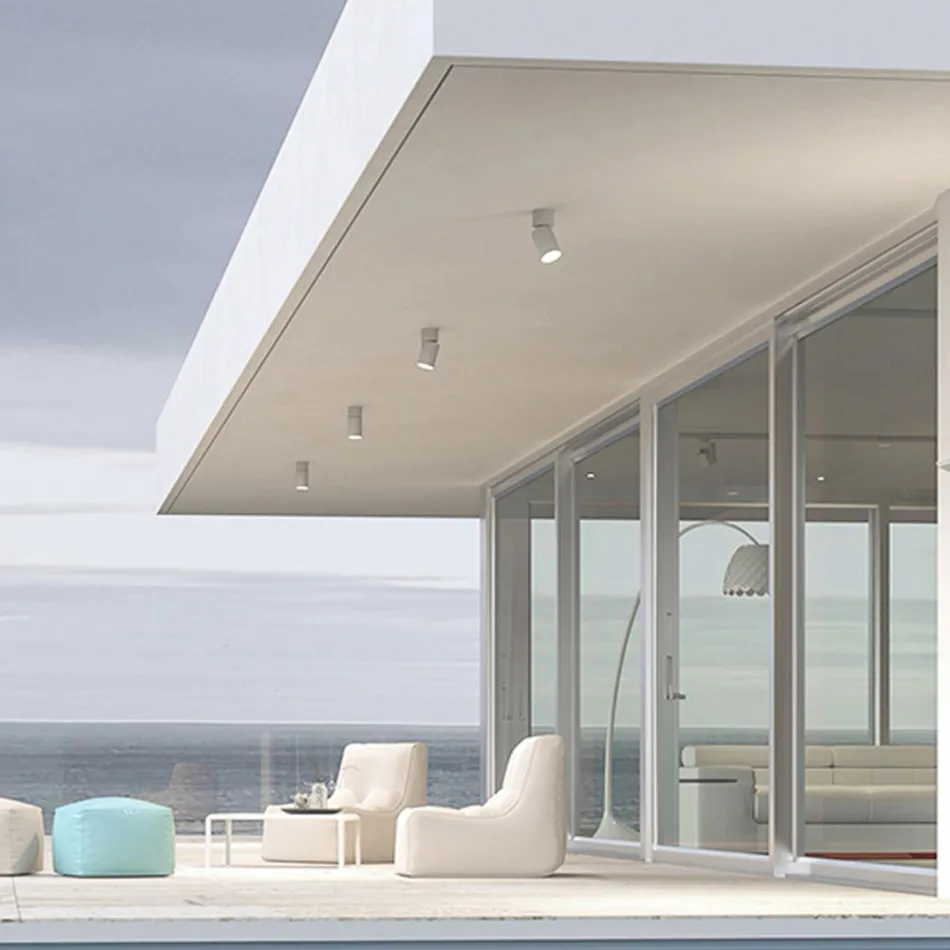 Proiettore Plafoniera Led Orientabile in Alluminio Bianco o Nero - Point Viadurini