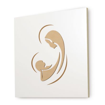 Quadro della Madonna con Bambino Inciso a Laser Made in Italy - Bashira Viadurini