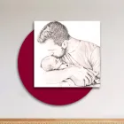 Quadro in Legno con Stampa di Padre che Bacia il Figlio Made in Italy - Belgio Viadurini