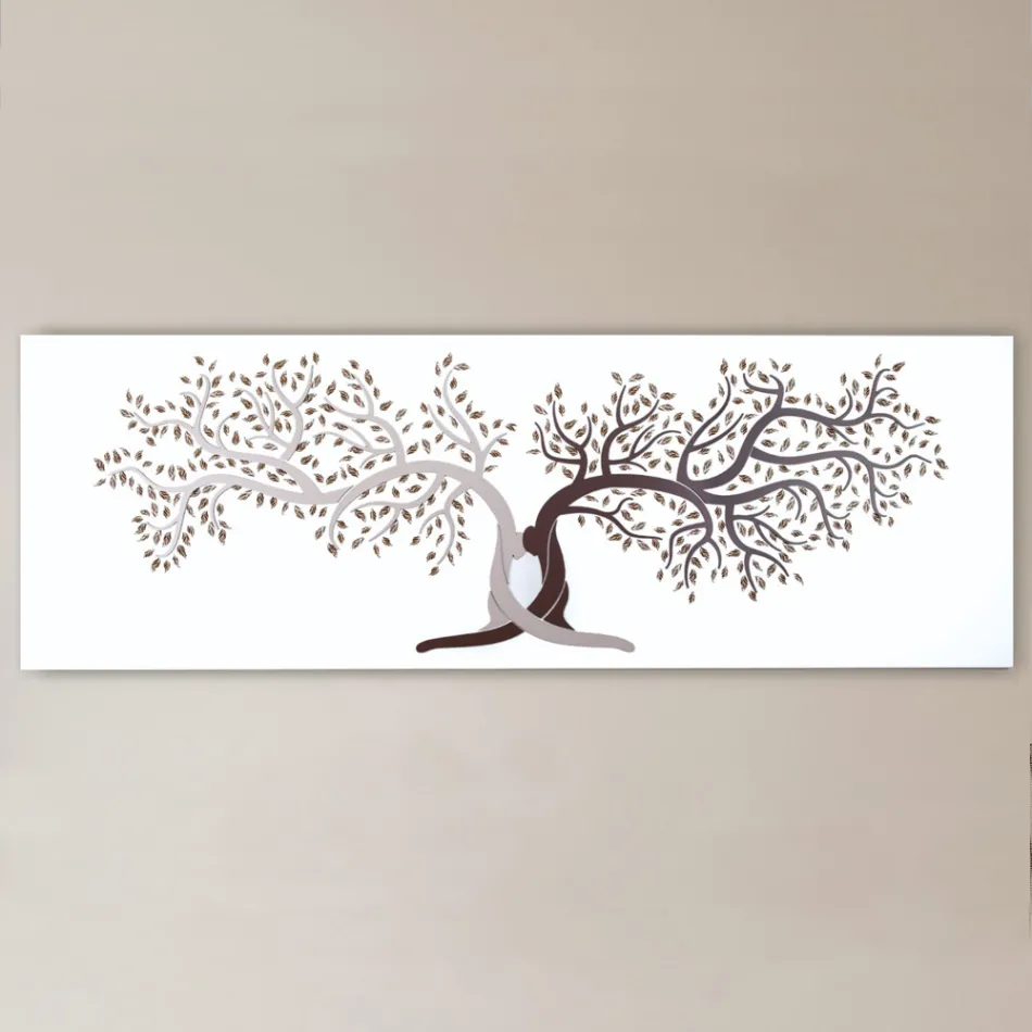 Quadro Inciso a Laser con 2 Alberi Intrecciati Made in Italy - Deide Viadurini