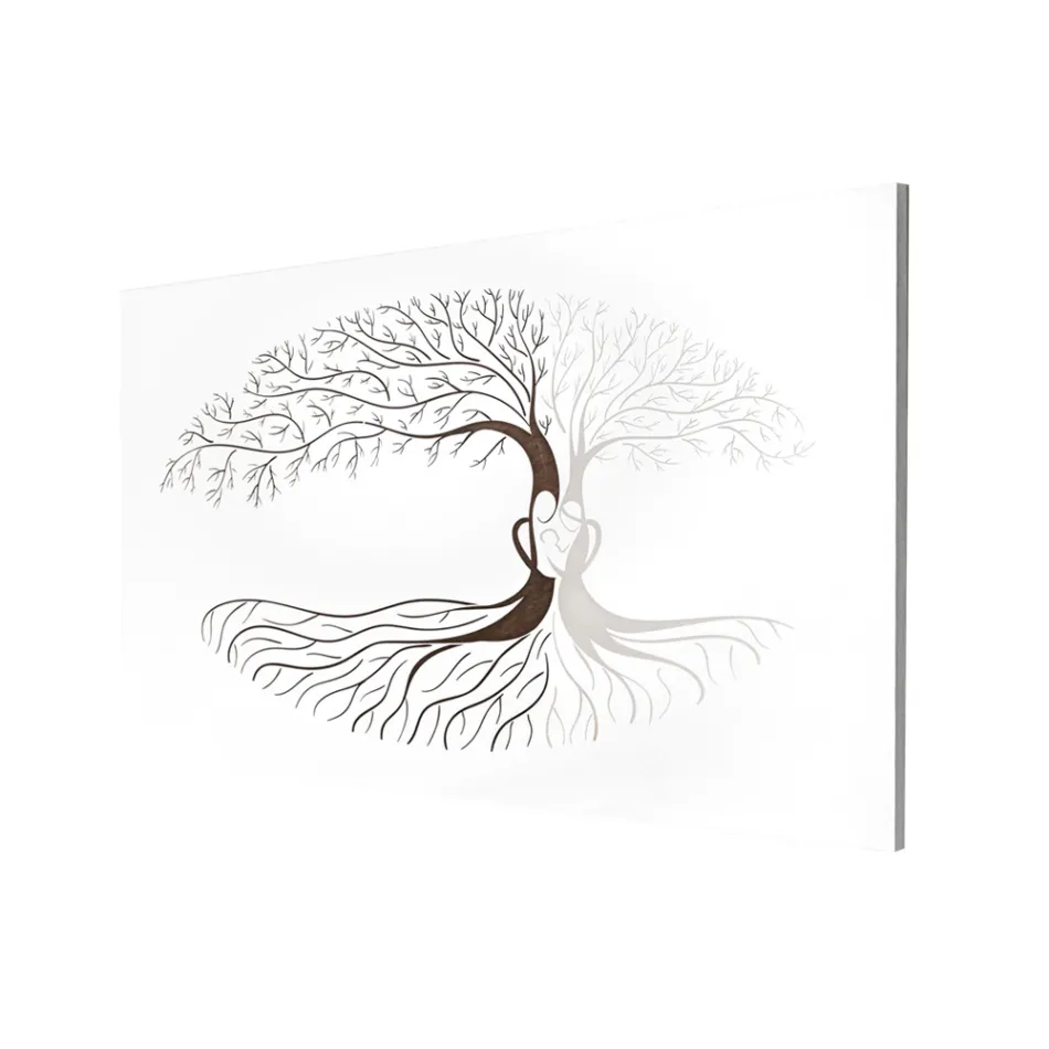 Quadro Inciso a Laser con Albero e Cuore di Famiglia Made in Italy - Aletha Viadurini