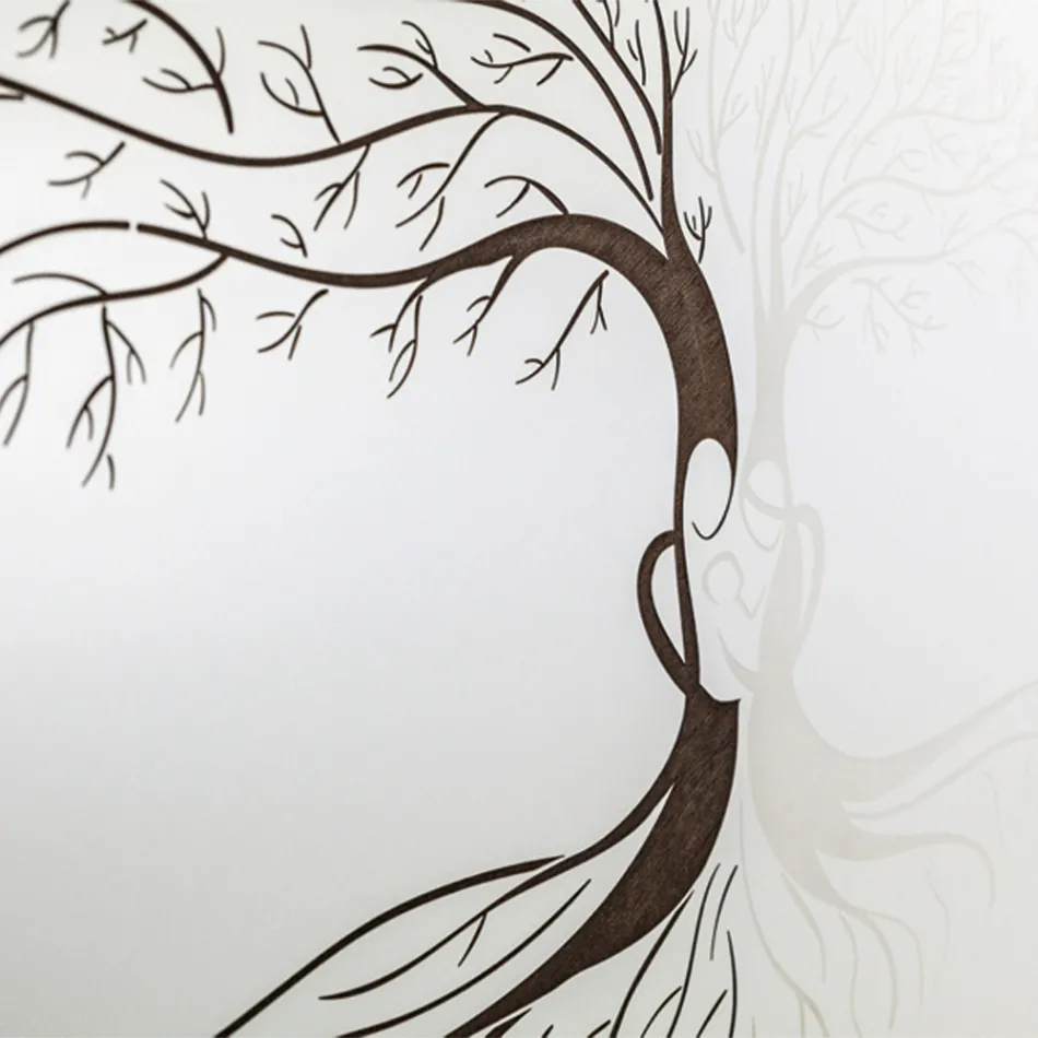 Quadro Inciso a Laser con Albero e Cuore di Famiglia Made in Italy - Aletha Viadurini