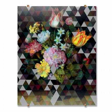 Quadro Moderno da Parete in Vetro con Stampa Floreale Made in Italy - Ganza Viadurini