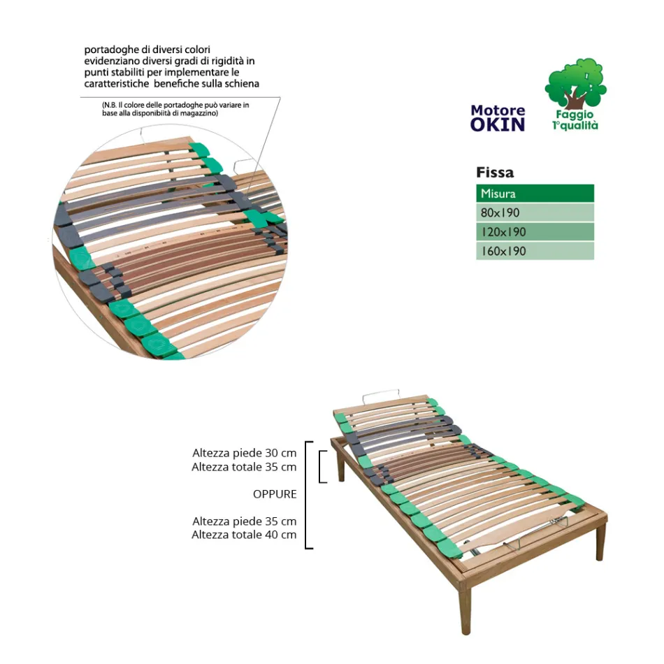 Rete Matrimoniale Regolabile in Legno di Faggio Bio Energy ATP Manuale - Energy Viadurini
