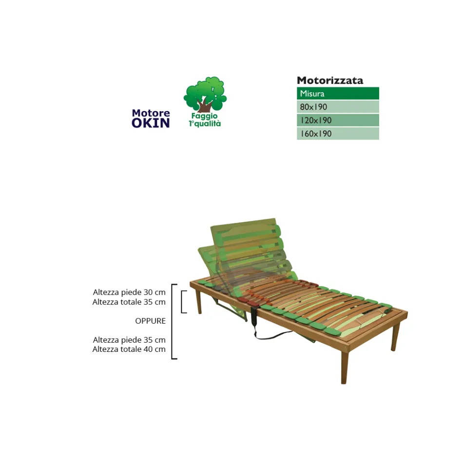 Rete Singola Reclinabile in Legno Bio Energy Plus ATP Motorizzata - Energy Viadurini