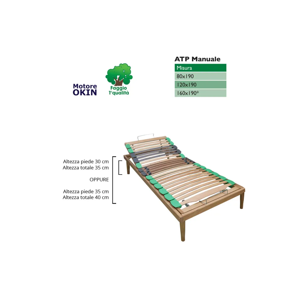 Rete Singola Regolabile Interamente in Legno Bio Energy ATP Manuale - Energy Viadurini