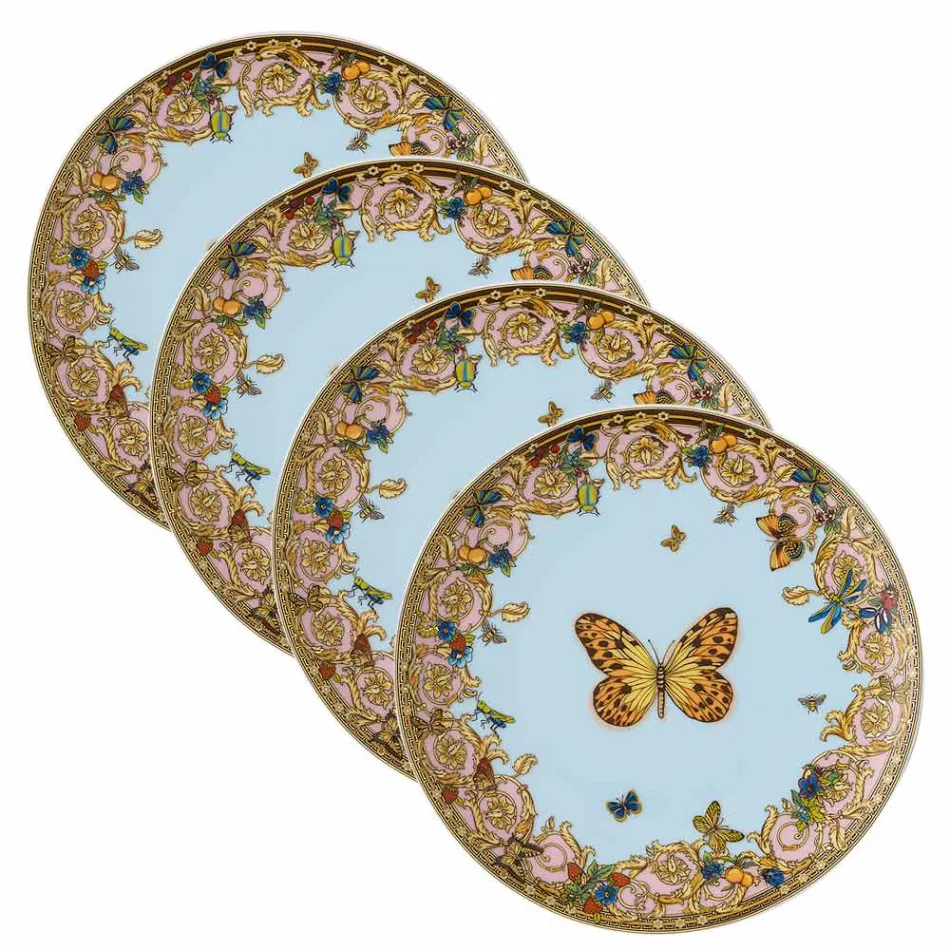 Rosenthal Versace Le Jardin 4 Piatti Piani Diametro 17 cm in Porcellana - Jardin Viadurini