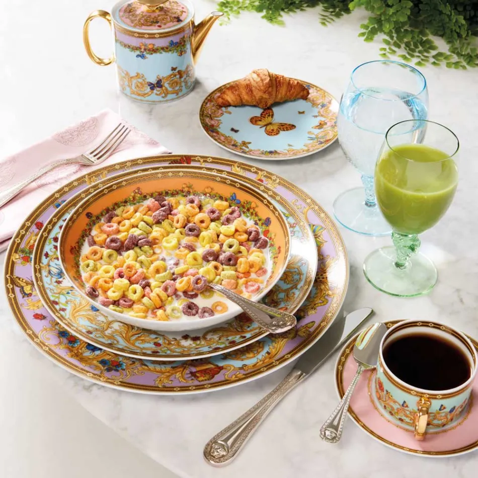 Rosenthal Versace Le Jardin 4 Piatti Piani Diametro 18 cm in Porcellana - Jardin Viadurini