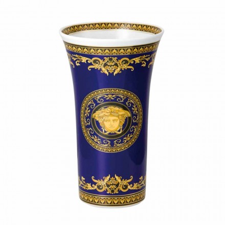 Rosenthal Versace Medusa Blue Vaso di design moderno porcellana 26cm Viadurini