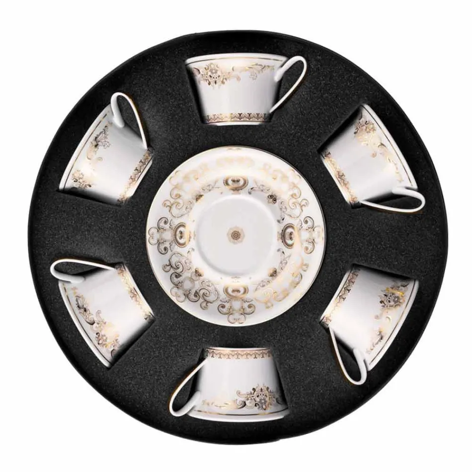 Rosenthal Versace Medusa Gala Gold set tazze in porcellana da tè 6 pzz Viadurini