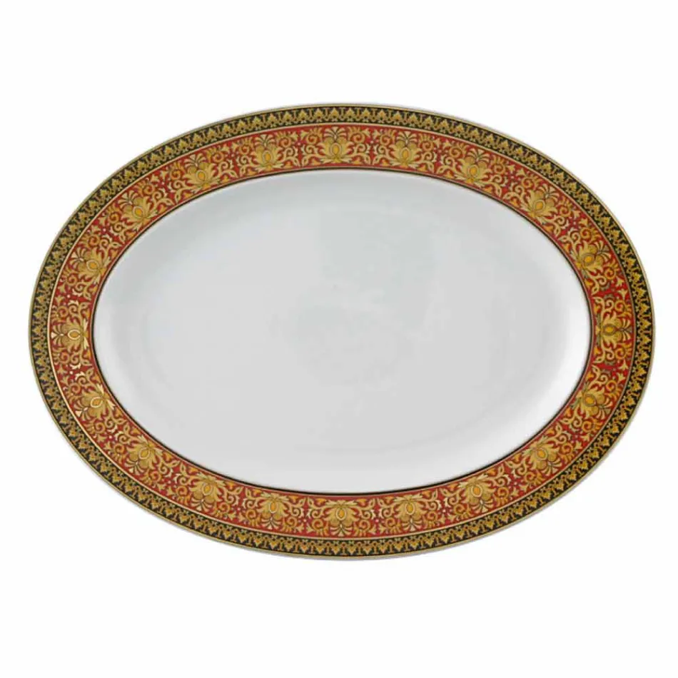 Rosenthal Versace Medusa Rosso Piatto ovale di design in porcellana Viadurini