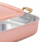 Rostiera e Coperchio Rettangolare in Rame Stagnato a Mano 32x24 cm - Mariateresa Viadurini