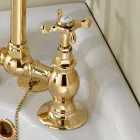 Rubinetteria a Ponte per Lavabo in Ottone Artigianale Classico - Fioretta Viadurini