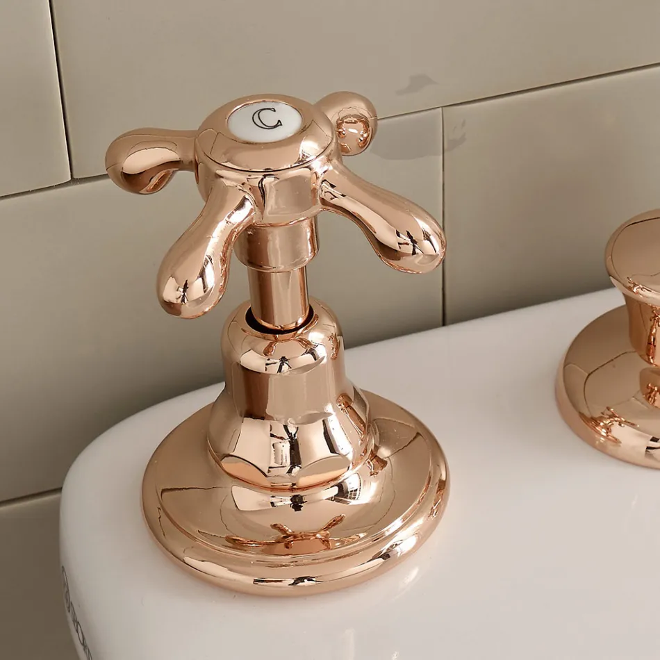 Rubinetteria Bidet 3 Fori, Erogazione Interna, in Ottone Vintage – Klarisa Viadurini