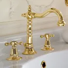Rubinetteria Lavabo di Design Vintage a 3 Fori in Ottone Made in Italy – Ursula Viadurini