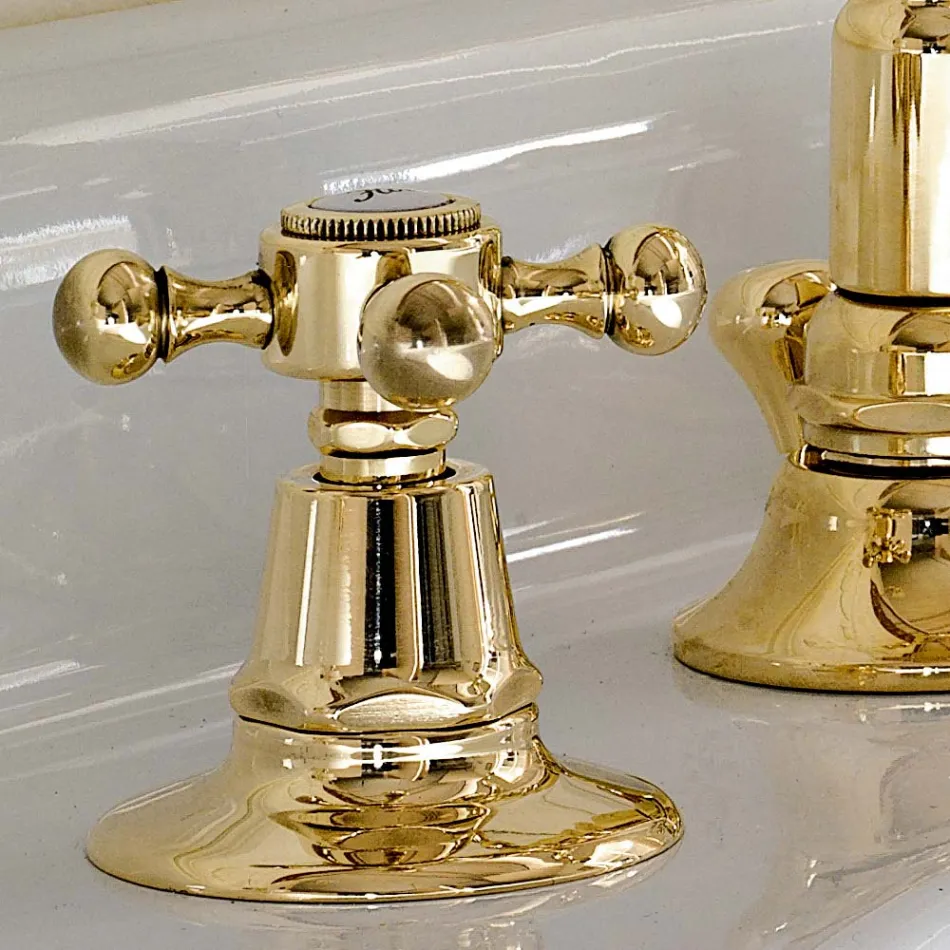 Rubinetteria Lavabo di Design Vintage a 3 Fori in Ottone Made in Italy – Ursula Viadurini