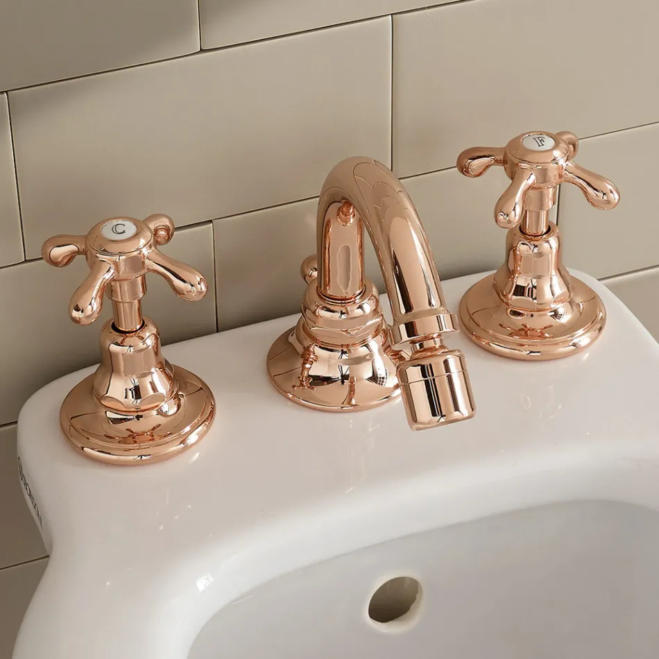 Rubinetteria per Bidet a 3 Fori Stile Vintage in Ottone Made in Italy – Klarisa Viadurini