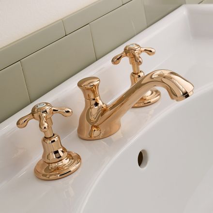Rubinetteria per Lavabo Vintage in Ottone 3 Fori Made in Italy – Klarisa Viadurini