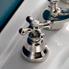 Rubinetto 3 Fori da Lavabo Bagno in Ottone con Scarico Stile Classico - Ercolina Viadurini