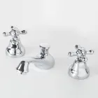 Rubinetto 3 Fori da Lavabo Bagno in Ottone con Scarico Stile Classico - Ercolina Viadurini