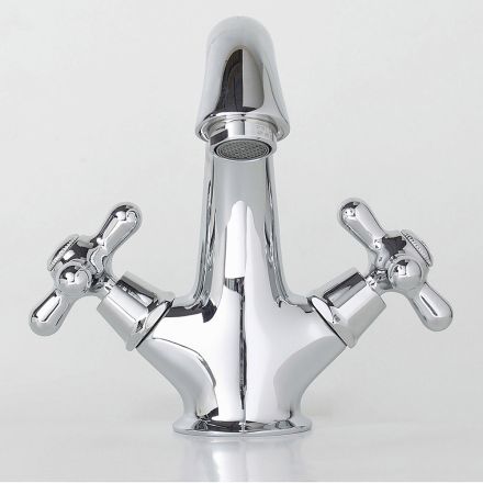 Rubinetto Monoforo Lavabo Bagno in Ottone con Scarico Stile Classico - Ercolina Viadurini
