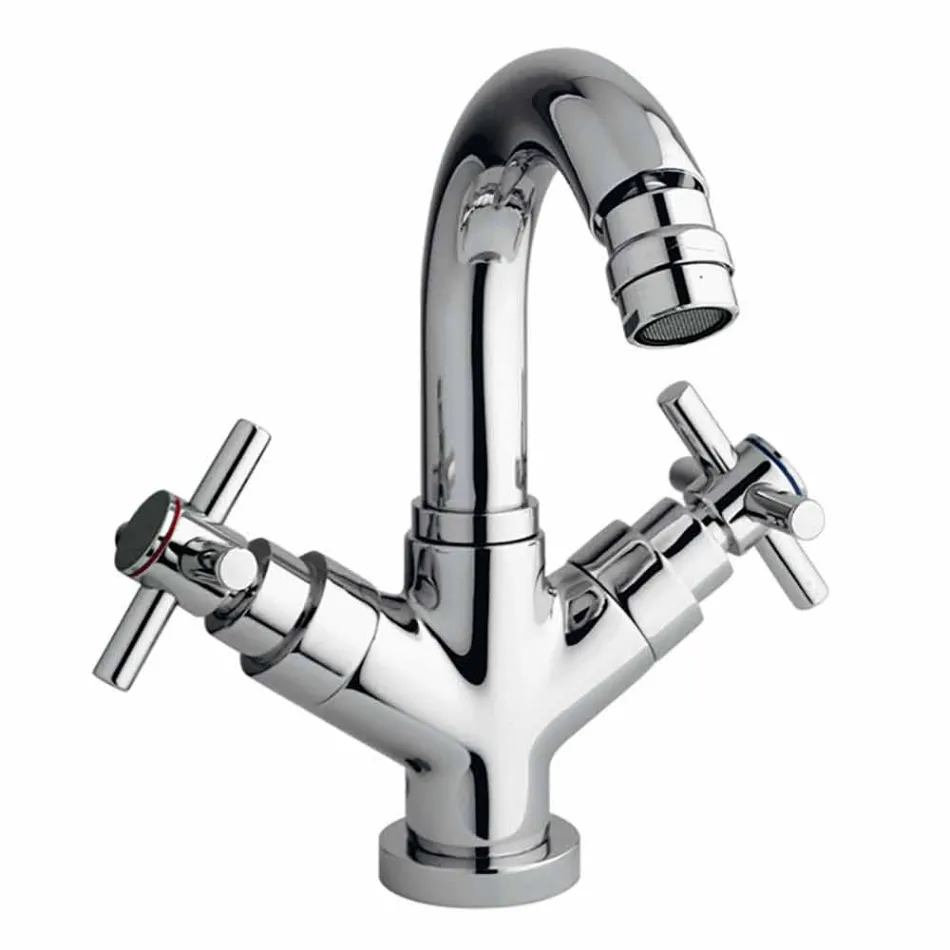 Rubinetto Monoforo per Bidet con Scarico in Ottone Cromato Made in Italy - Zumbo Viadurini