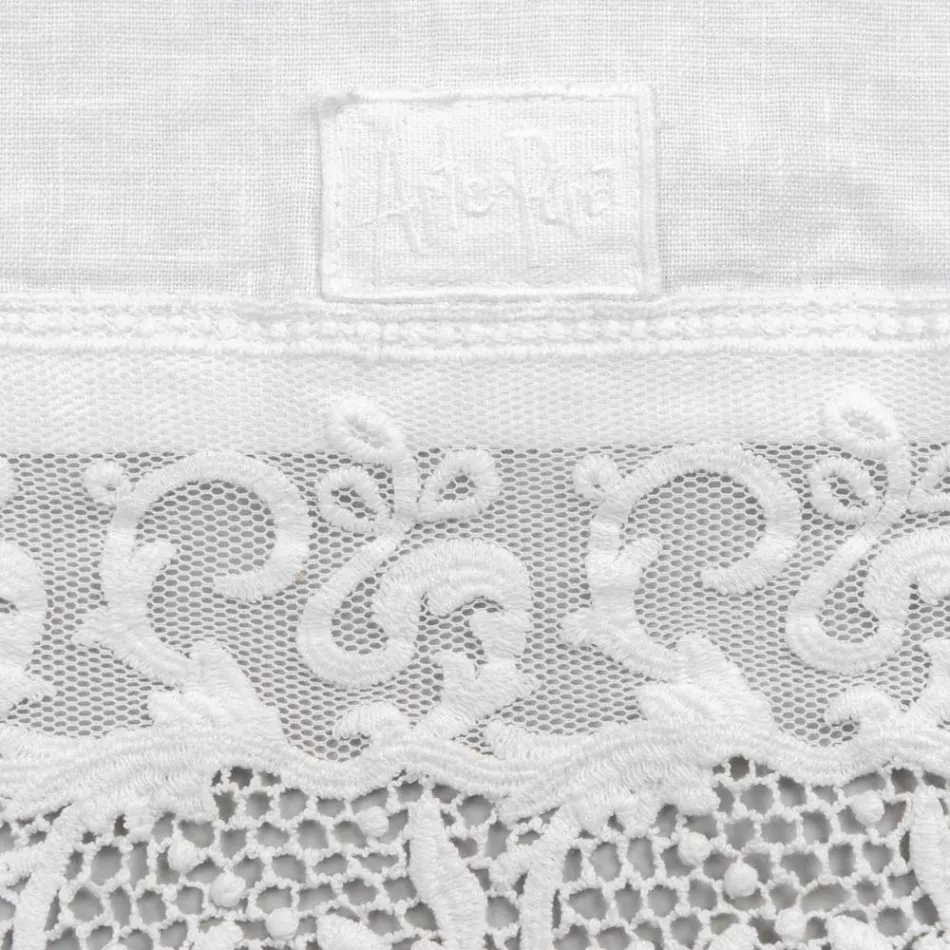 Runner in Lino con Pizzo Bianco da Tavolo Qualità di Lusso Italiana - Farnese Viadurini