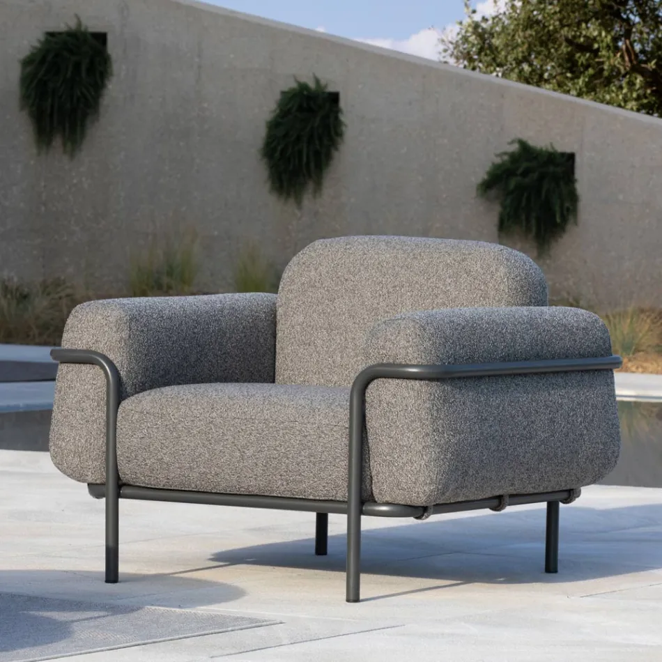 Salotto da Esterno con Divano e 2 Poltrone in Tessuto Made in Italy - Suki Viadurini