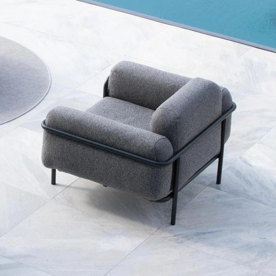 Salotto da Esterno con Divano e 2 Poltrone in Tessuto Made in Italy - Suki Viadurini