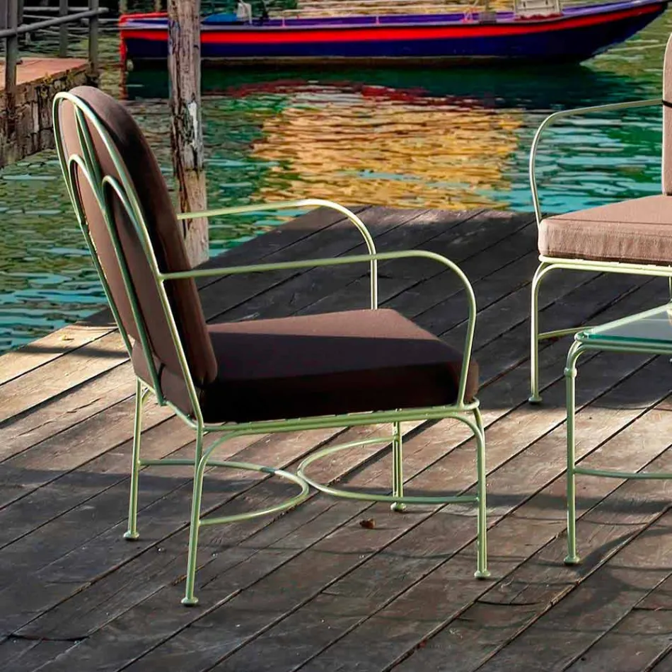 Salotto da Esterno con Struttura in Ferro Artigianale Made in Italy - Melinda Viadurini
